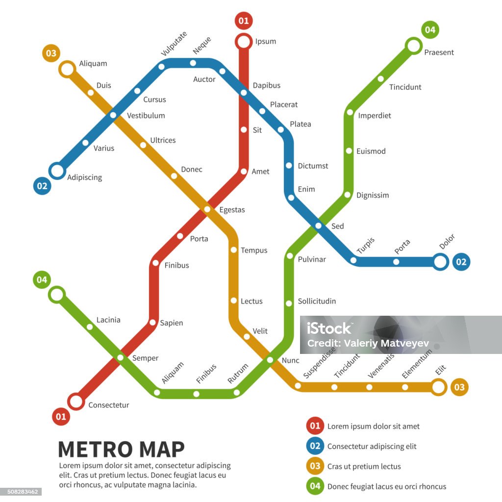 Example Metro Map Subway Metro Vector Map Template Of City Transportation Scheme Stock ...