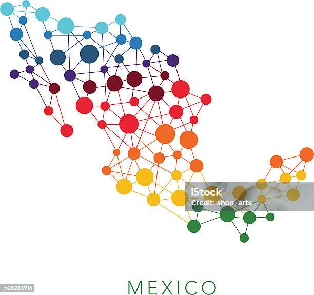 Dotted Texture Mexico Vector Background Stock Illustration - Download Image Now - Mexico, Map, Connection