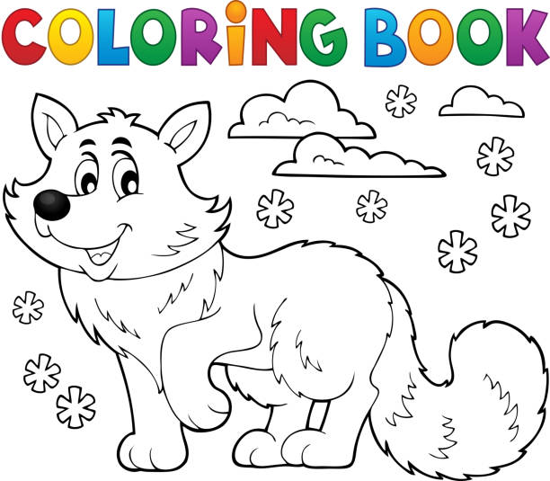 Coloring book polar fox theme 1 Coloring book polar fox theme 1 - eps10 vector illustration. arctic fox stock illustrations