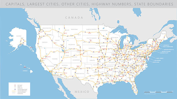 illustrations, cliparts, dessins animés et icônes de un plan de route vectorielle détaillée des états-unis - oklahoma map state vector