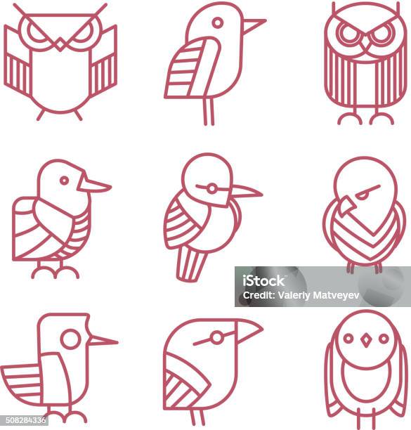 Bird Vector Linear Icons Set Stock Illustration - Download Image Now - Animal, Animal Body Part, Animal Wildlife