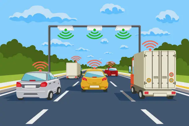 Vector illustration of Highway communication system vector infographics