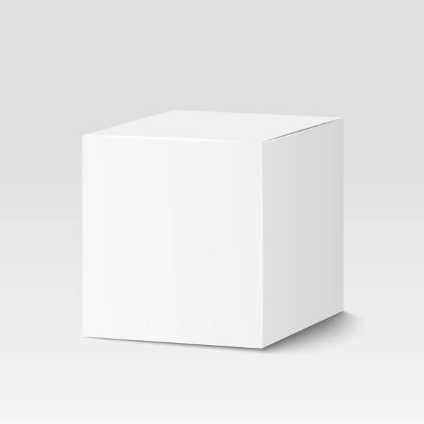 ilustraciones, imágenes clip art, dibujos animados e iconos de stock de caja cuadrada blanca. caja de cartón, recipiente, envase. ilustración vectorial - box white blank computer software
