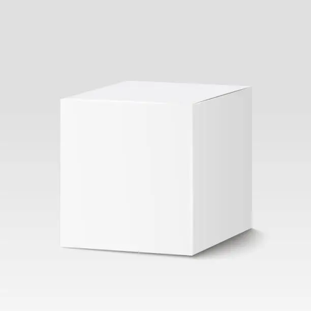 Vector illustration of White square box. Cardboard box, container, packaging. Vector illustration