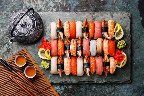 istock Sushi Set nigiri with tea 508288680