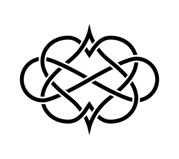 뒤엉킴 하트 격리됨에. 포에버 사랑 팻말 - celtic culture tied knot knotwork celtic knot stock illustrations