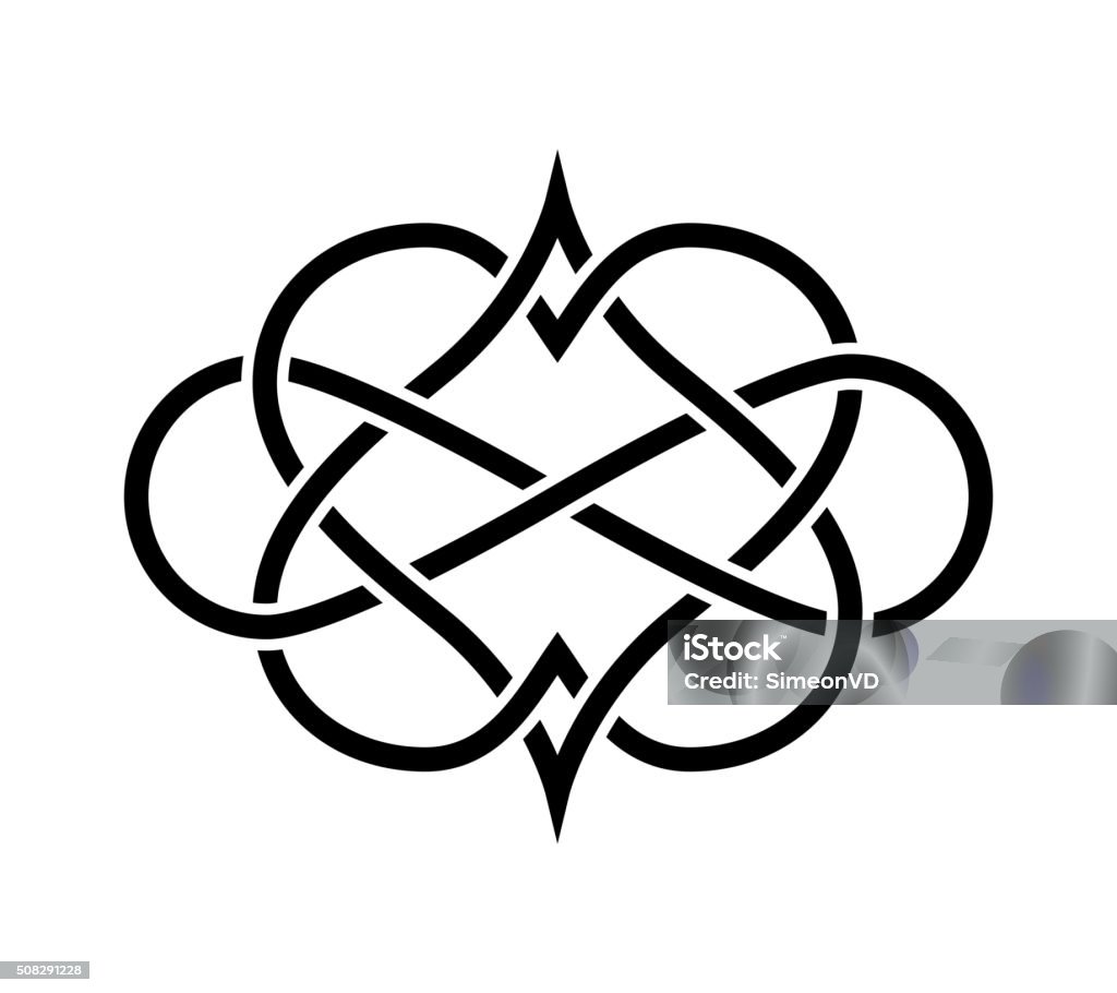 Intertwined Hearts Isolated. Forever Love Sign Intertwined Hearts Isolated. Forever Love Tatoo Heart Shape stock vector