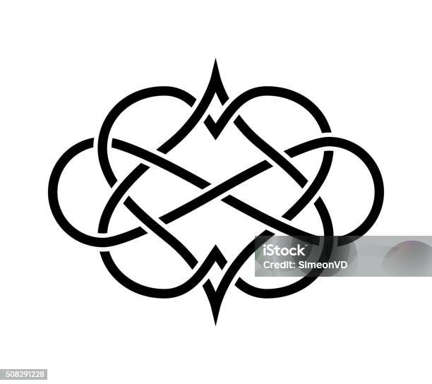 Intertwined Hearts Isolated Forever Love Sign Stock Illustration - Download Image Now - Heart Shape, Celtic Style, Woven Fabric
