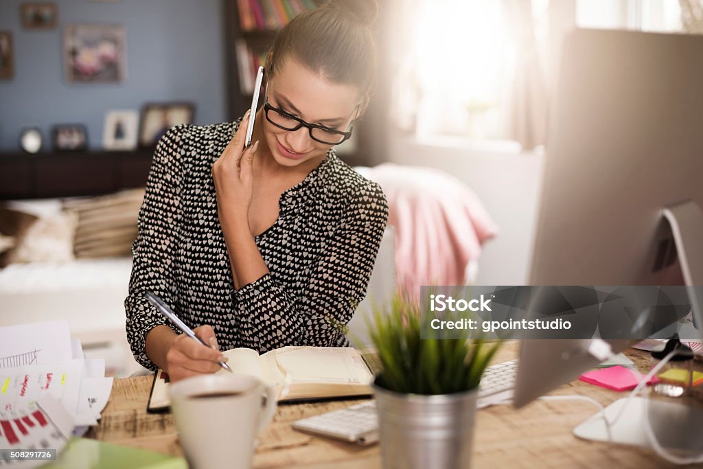 Good communication with a client Working At Home Stock Photo