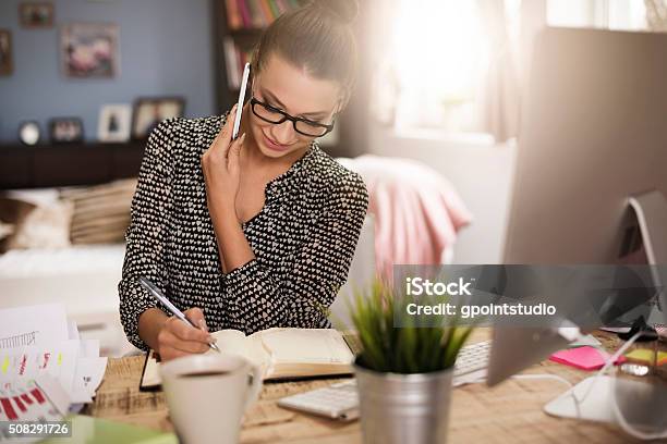 Good Communication With A Client Stock Photo - Download Image Now - Working At Home, Women, Home Office