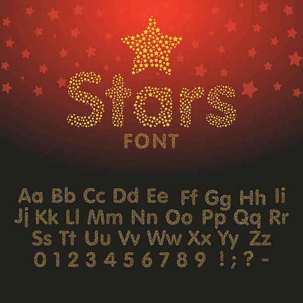 illustrations, cliparts, dessins animés et icônes de alphabet or scintillant de rayonne - star shape diamond gold pattern