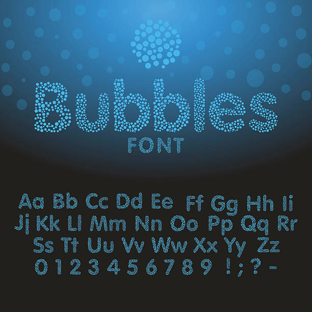 illustrations, cliparts, dessins animés et icônes de des lettres de l'alphabet constitué de bulles bleu - polices de caractère bulle