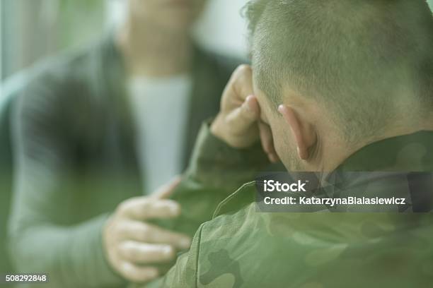 Therapist Supporting Her Military Patient Stock Photo - Download Image Now - Abuse, Addict, Addiction