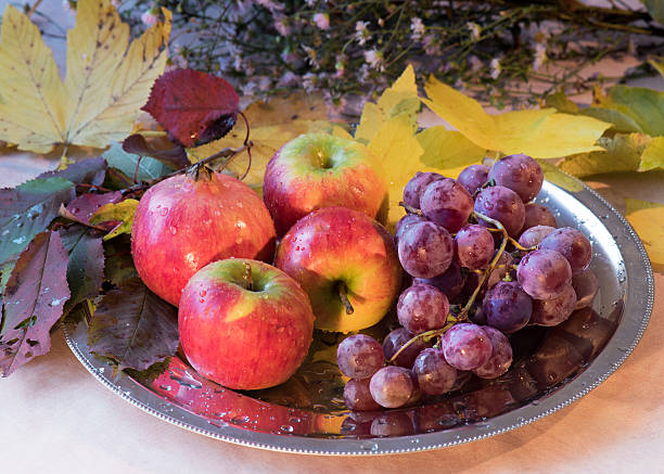Naturemort with fruits and flowers of autumn.