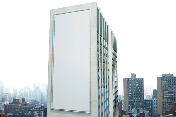 Large billboard on the wall of a building Large billboard on the wall of a building in the background of the city, mock up white buildings stock pictures, royalty-free photos & images