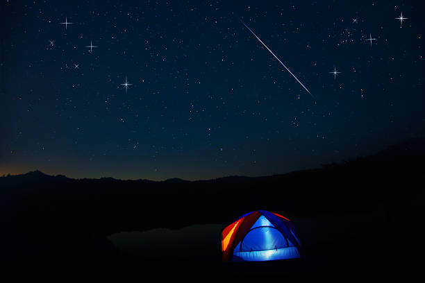 istock Camping tent under stars at night 508295304
