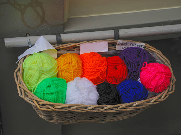 Balls of Yarn In Basket stock photo