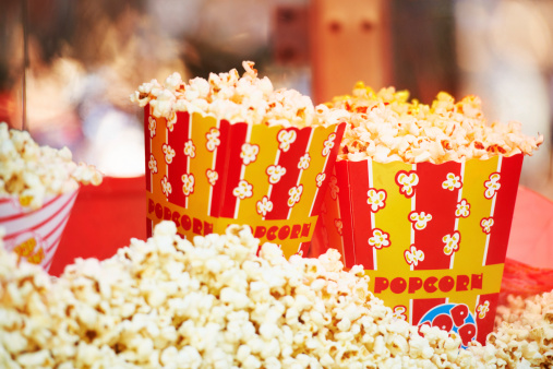 Cropped view of freshly popped popcorn