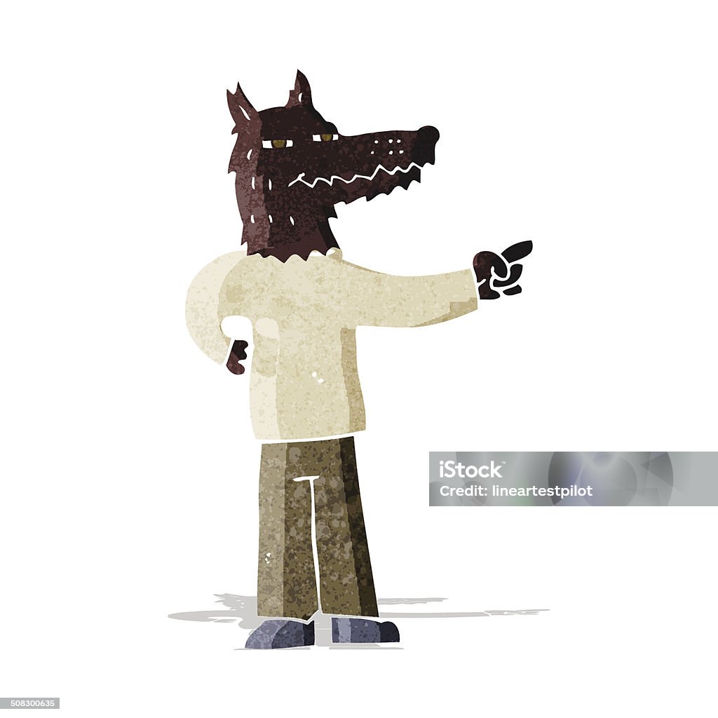 Wolf Pointing Cartoon Pointing Wolf Man Stock Illustration - Download Image Now ...
