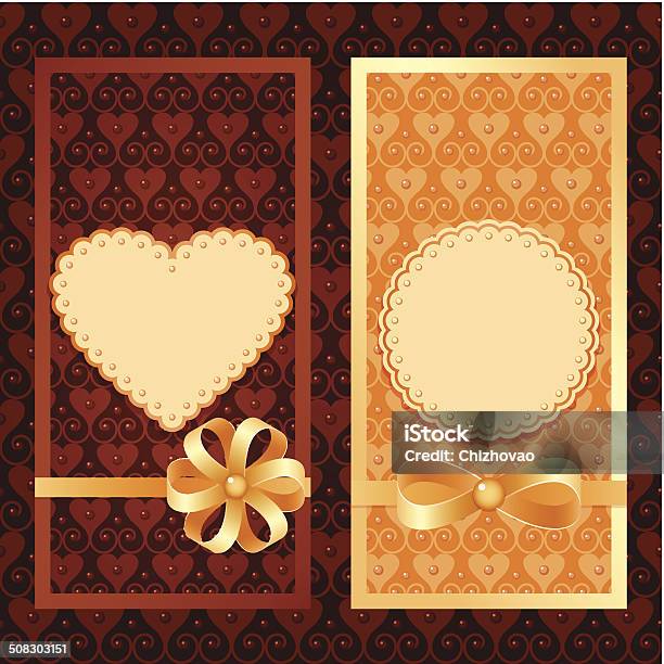 Vector Set Of Invitation Cards Stock Illustration - Download Image Now - Brown, Gold Colored, Group Of Objects