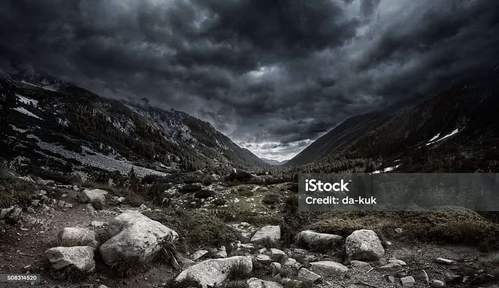 Mountains at storm Mountains at storm. Stock photo. Panoramic Shot. Dark Stock Photo