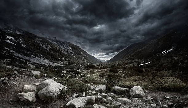 Mountains at storm Mountains at storm. Stock photo. Panoramic Shot. valley stock pictures, royalty-free photos & images