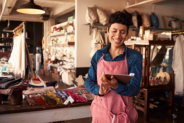 istock Female Owner Of Gift Store With Digital Tablet 508315380