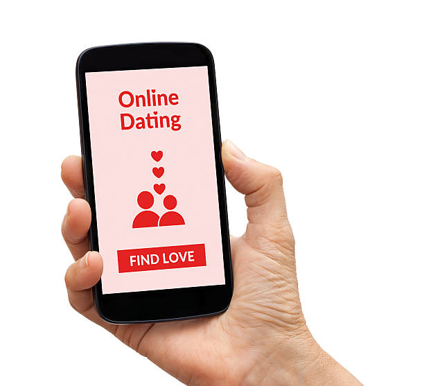 istock Hand holding smartphone with online dating app mockup on screen 508316026