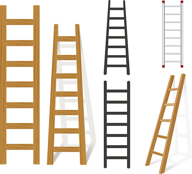 ilustraciones, imágenes clip art, dibujos animados e iconos de stock de escalera - ladder