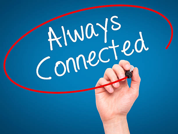 istock Man Hand writing Always Connected with black marker 508319054