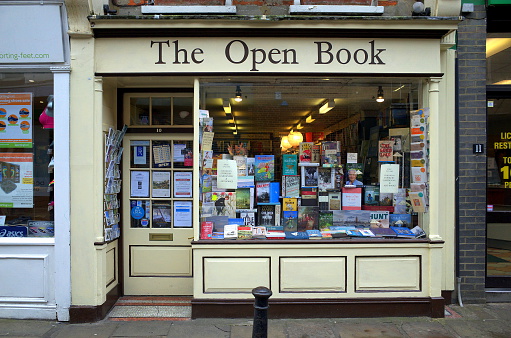 London, England - February 04, 2016: The Open Book in Richmond, London is an independent bookseller. As of 2015 it is estimated there are less than a thousand independent bookshops left in the UK