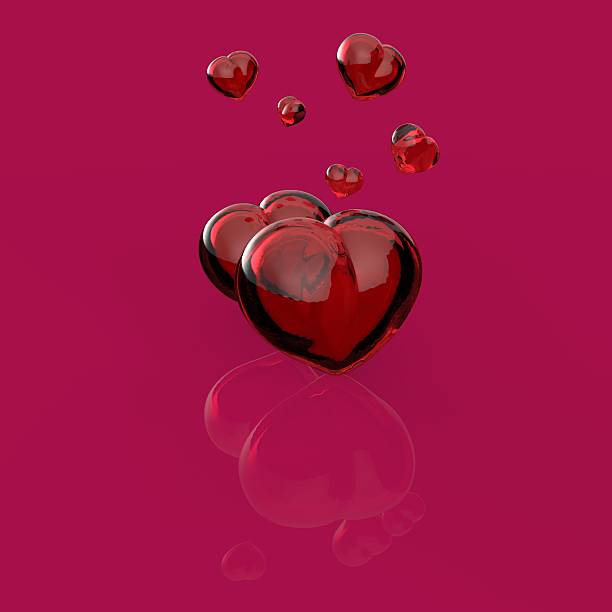 istock Red valentine glass hearts 3d generated background 508323566
