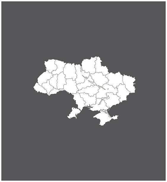 illustrations, cliparts, dessins animés et icônes de ukraine carte silhouette vecteur de fond gris - donetsk oblast