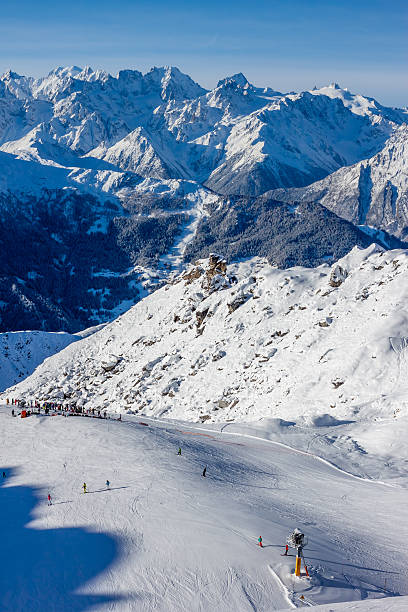 Beutiful Alps mountain winter landscape with a lot of snow