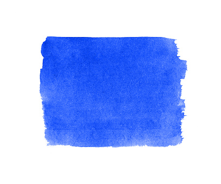 Watercolor bright squared blue background texture isolated on white