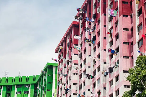 Blocks of flats in Singapore. Typical mass public housing infrastructure.