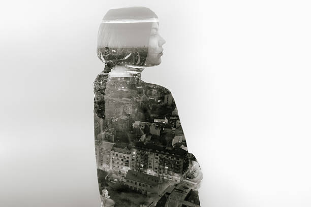istock Double exposure with woman and city 508339768