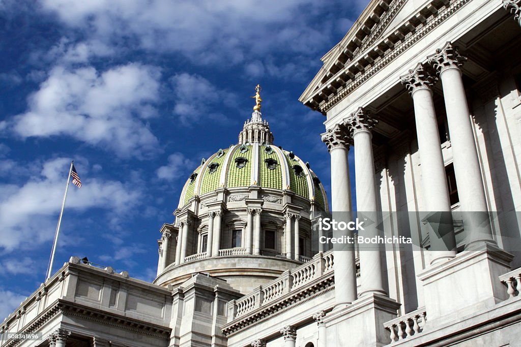 Pennsylvania Capitol Building in Harrisburg Pennsylvania Capitol Building in Harrisburg with blue sky background Harrisburg - Pennsylvania Stock Photo