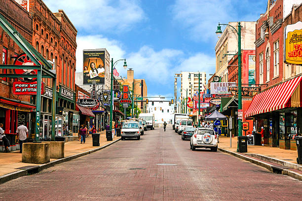 View of Beale Street in Memphis, Tennessee stock photo