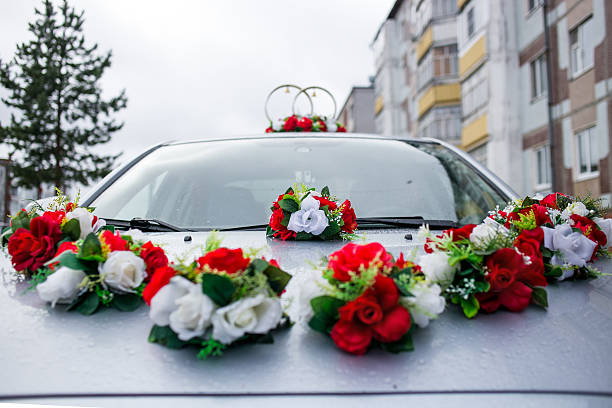 istock wedding decorations for car rings and flowers 508345296