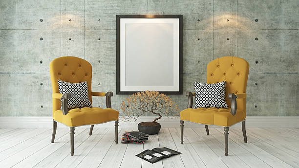 black picture frames with double yellow bergere stock photo