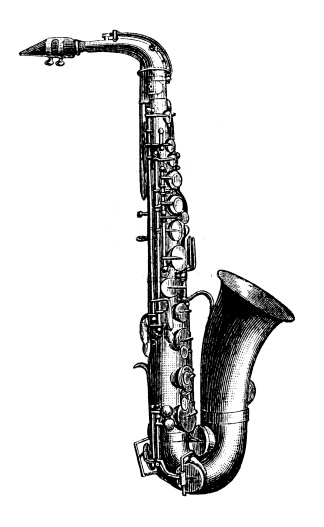 Antique illustration of saxophone