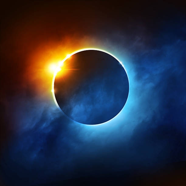 Solar Eclipse A Total Eclipse of the Sun. Dramatic Solar Eclipse illustration. eclipse photos stock pictures, royalty-free photos & images