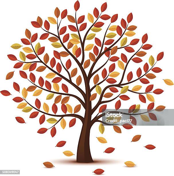 Autumn Tree Design Stock Illustration - Download Image Now - Tree, Falling, Leaf