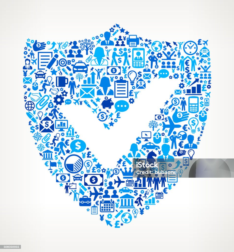 Shield on Business royalty free vector art Pattern Shield on Business Icon Pattern Blue stock vector