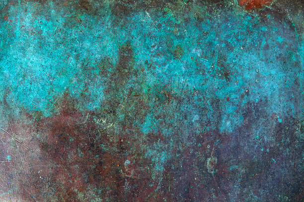 fundo de cobre - metallic plate rusty textured effect - fotografias e filmes do acervo