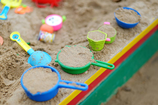 Plastic sandbox toys stock photo