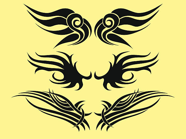 Tattoo Wing Tribal Set Stock Illustration - Download Image Now - Abstract,  Angel, Animal Body Part - iStock