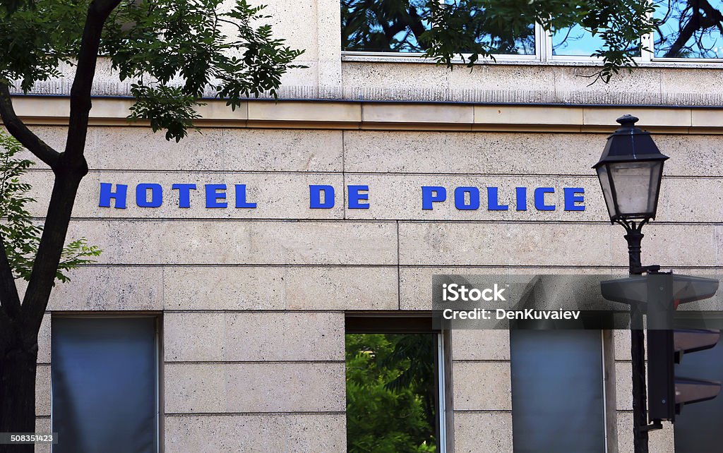 Hotel de police sign on the building Hotel de police sign on the building in Paris Accidents and Disasters Stock Photo