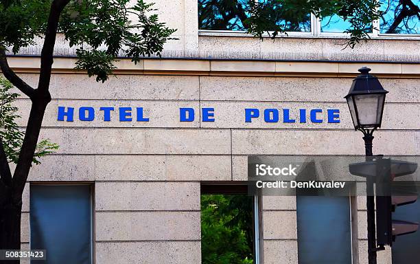 Hotel De Police Sign On The Building Stock Photo - Download Image Now - Accidents and Disasters, Alertness, Armed Forces